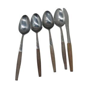Interfur Canoe Muffin 4 Large Spoons 1 Knife Stainless Steel Japan Lot of 5